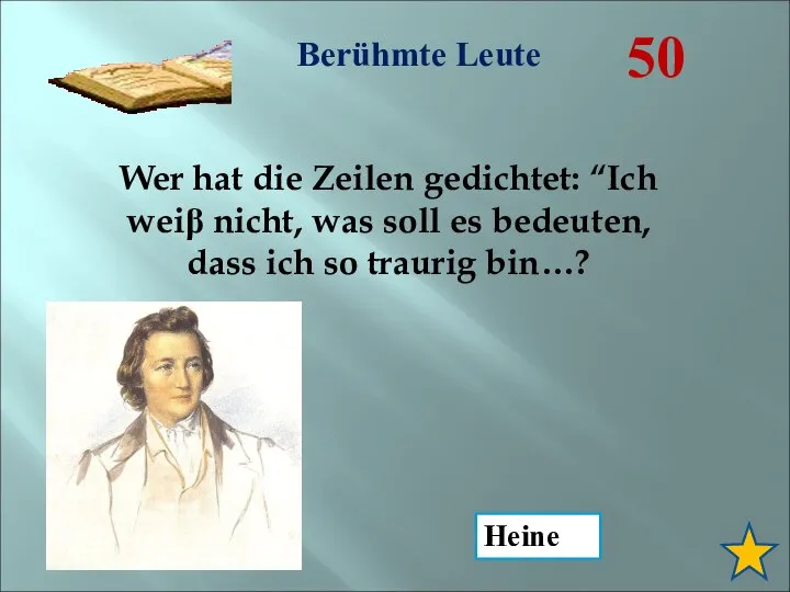 Berühmte Leute 50 Wer hat die Zeilen gedichtet: “Ich weiβ nicht,