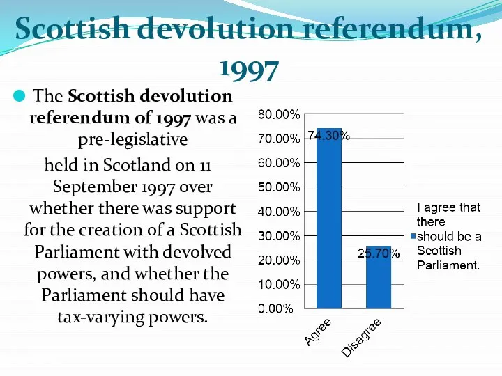 Scottish devolution referendum, 1997 The Scottish devolution referendum of 1997 was