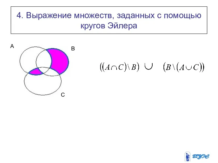 4. Выражение множеств, заданных с помощью кругов Эйлера