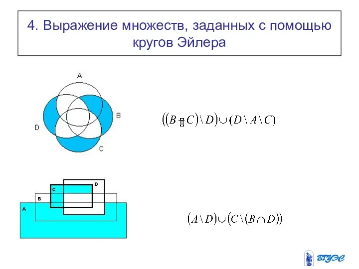 4. Выражение множеств, заданных с помощью кругов Эйлера