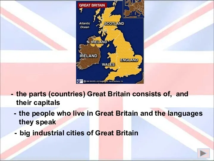 the parts (countries) Great Britain consists of, and their capitals the