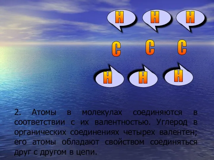 2. Атомы в молекулах соединяются в соответствии с их валентностью. Углерод