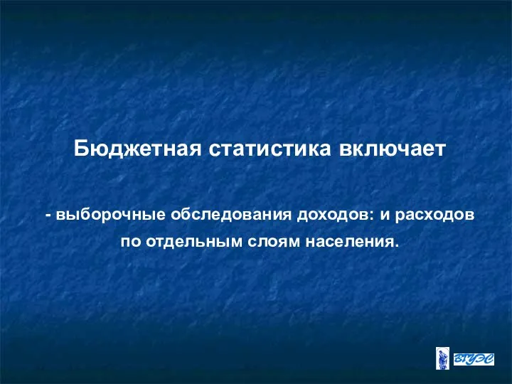 Бюджетная статистика включает - выборочные обследования доходов: и расходов по отдельным слоям населения.