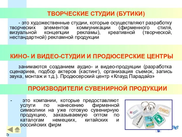 ТВОРЧЕСКИЕ СТУДИИ (БУТИКИ) - это художественные студии, которые осуществляют разработку творческих