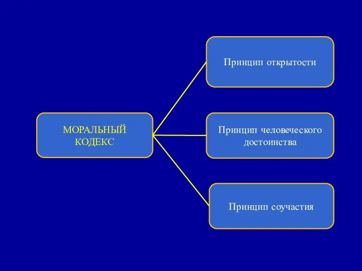 МОРАЛЬНЫЙ КОДЕКС Принцип соучастия Принцип человеческого достоинства Принцип открытости