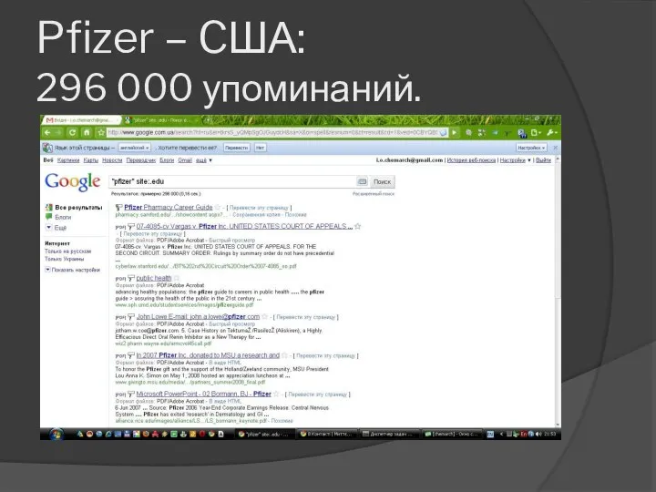 Pfizer – CША: 296 000 упоминаний.