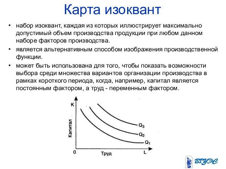 Карта изоквант набор изоквант, каждая из которых иллюстрирует максимально допустимый объем