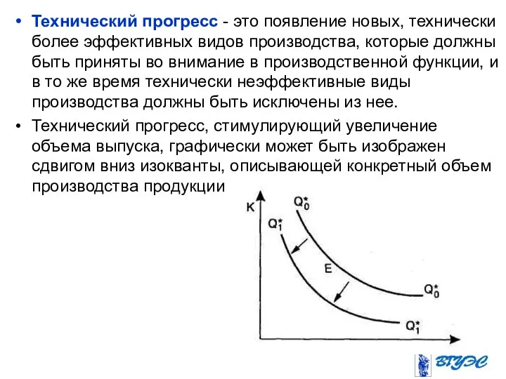 Технический прогресс - это появление новых, технически более эффективных видов производства,