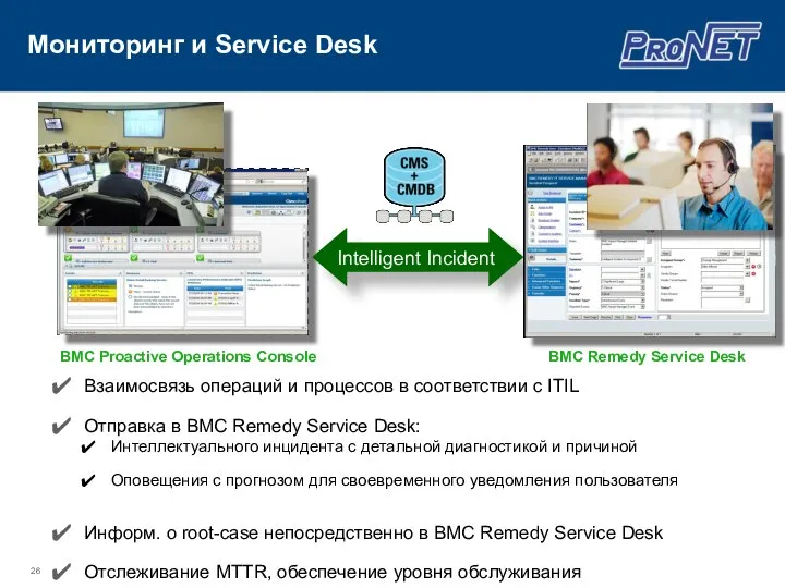 Мониторинг и Service Desk Intelligent Incident BMC Remedy Service Desk BMC