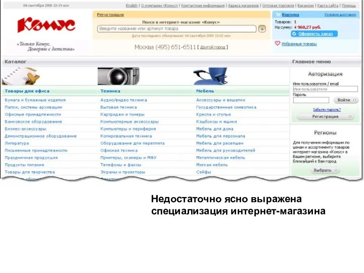 Недостаточно ясно выражена специализация интернет-магазина Недостаточно ясно выражена специализация интернет-магазина