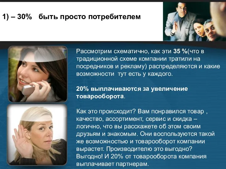 1) – 30% быть просто потребителем Рассмотрим схематично, как эти 35