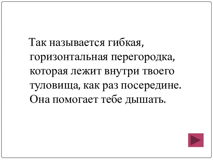 Так называется гибкая, горизонтальная перегородка, которая лежит внутри твоего туловища, как