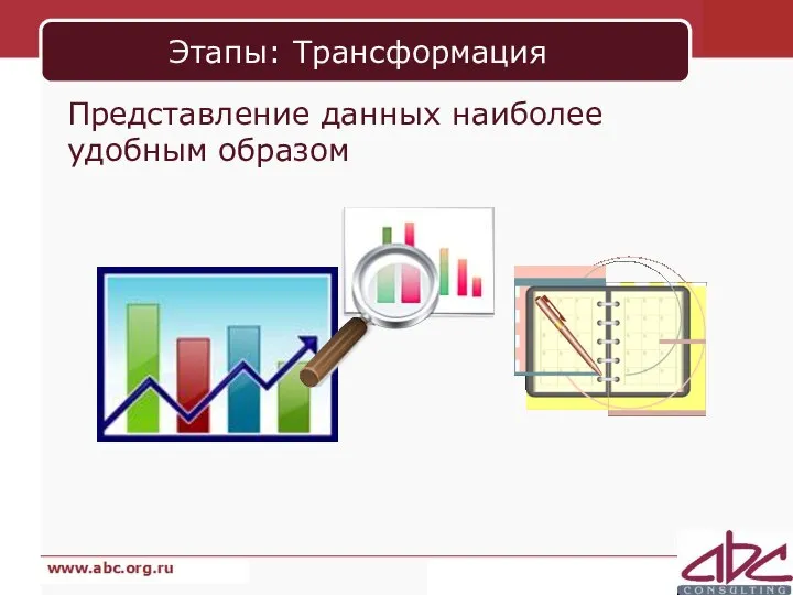 Этапы: Трансформация Представление данных наиболее удобным образом