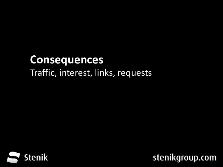 За 12 месеца от трета глуха до устите на хората Consequences Traffic, interest, links, requests