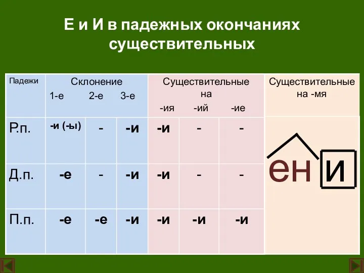 Е и И в падежных окончаниях существительных