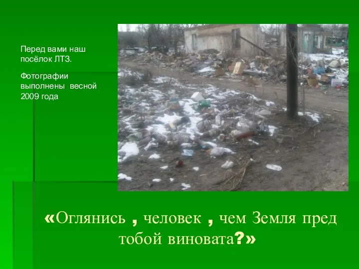 «Оглянись , человек , чем Земля пред тобой виновата?» Перед вами