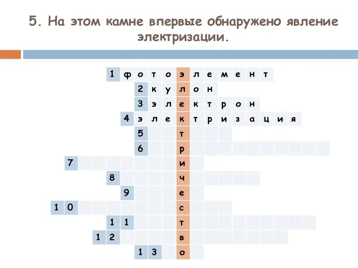 5. На этом камне впервые обнаружено явление электризации.