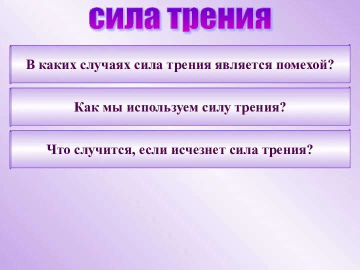 сила трения В каких случаях сила трения является помехой? Что случится,