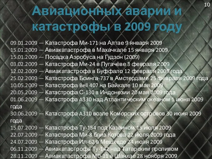 Авиационных аварии и катастрофы в 2009 году 09.01.2009 — Катастрофа Ми-171