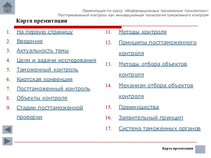 Презентация по курсу «Информационные таможенные технологии»: Посттаможенный контроль как инновационная технология