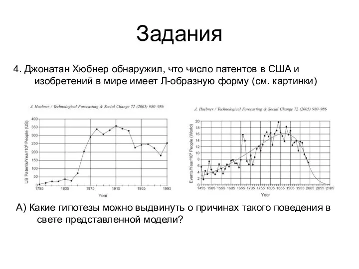 Задания 4. Джонатан Хюбнер обнаружил, что число патентов в США и