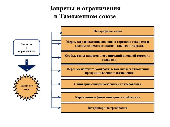 Запреты и ограничения в Таможенном союзе Карантинные фитосанитарные требования Санитарно-эпидемиологические требования