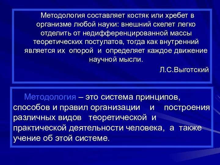 Методология составляет костяк или хребет в организме любой науки: внешний скелет