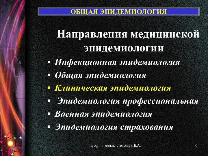 ОБЩАЯ ЭПИДЕМИОЛОГИЯ Направления медицинской эпидемиологии Инфекционная эпидемиология Общая эпидемиология Клиническая эпидемиология