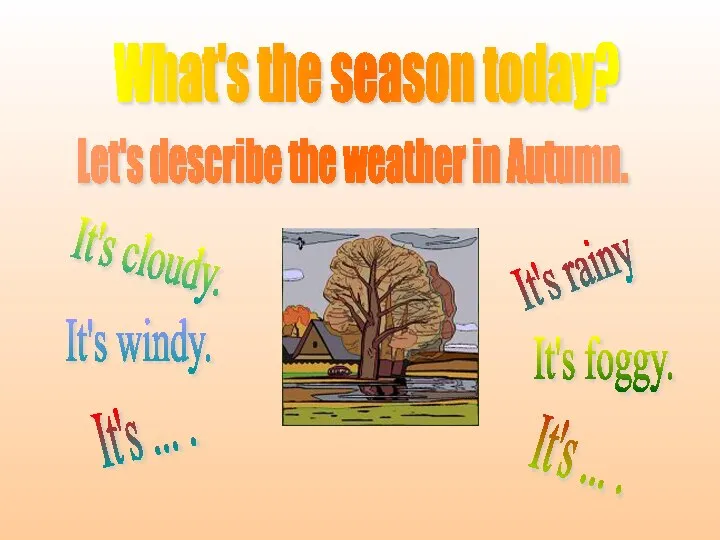 What's the season today? Let's describe the weather in Autumn. It's