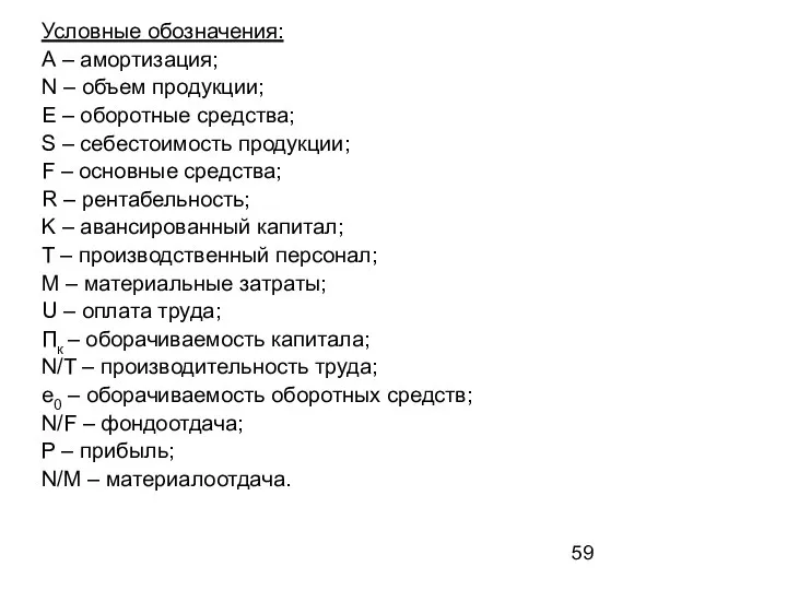 Условные обозначения: А – амортизация; N – объем продукции; E –