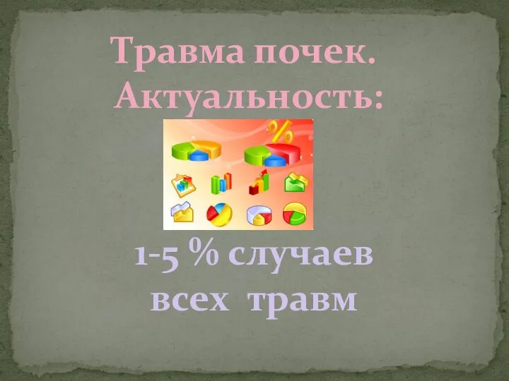 Травма почек. Актуальность: 1-5 % случаев всех травм