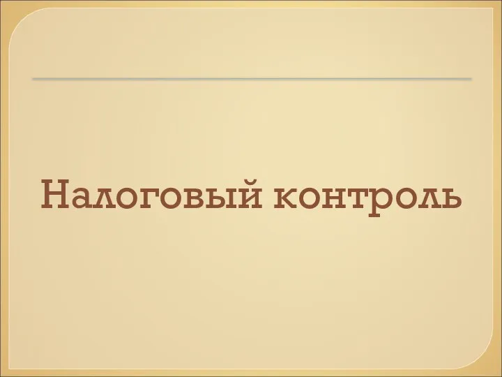 Налоговый контроль