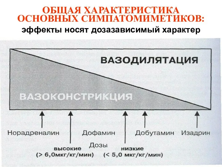 ОБЩАЯ ХАРАКТЕРИСТИКА ОСНОВНЫХ СИМПАТОМИМЕТИКОВ: эффекты носят дозазависимый характер