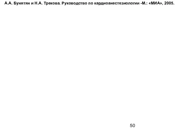 А.А. Бунятян и Н.А. Трекова. Руководство по кардиоанестезиологии -М.: «МИА», 2005.