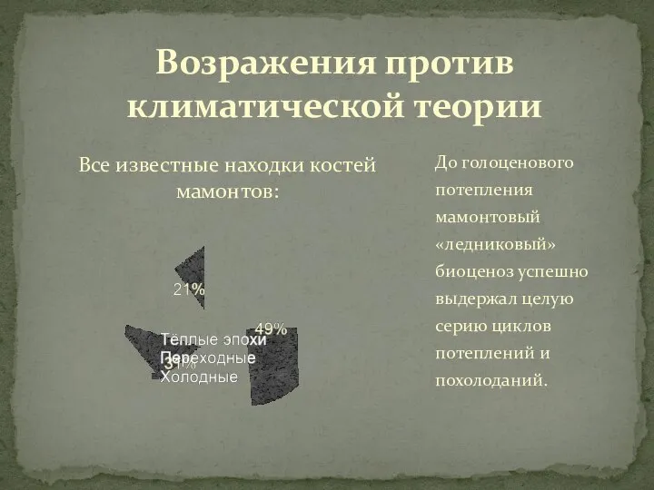 До голоценового потепления мамонтовый «ледниковый» биоценоз успешно выдержал целую серию циклов