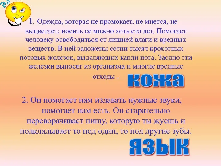 1. Одежда, которая не промокает, не мнется, не выцветает; носить ее