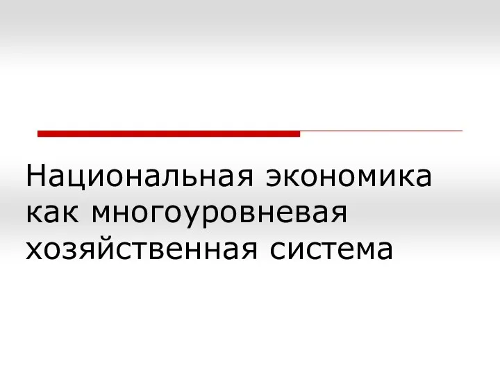 Национальная экономика как многоуровневая хозяйственная система