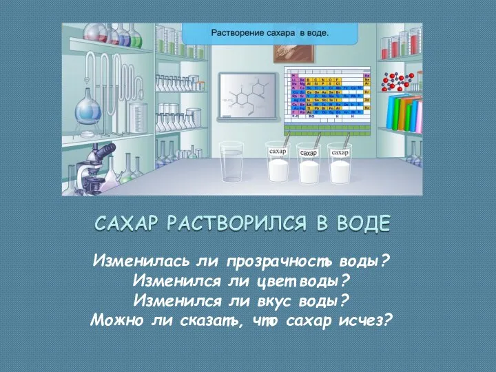 Изменилась ли прозрачность воды? Изменился ли цвет воды? Изменился ли вкус