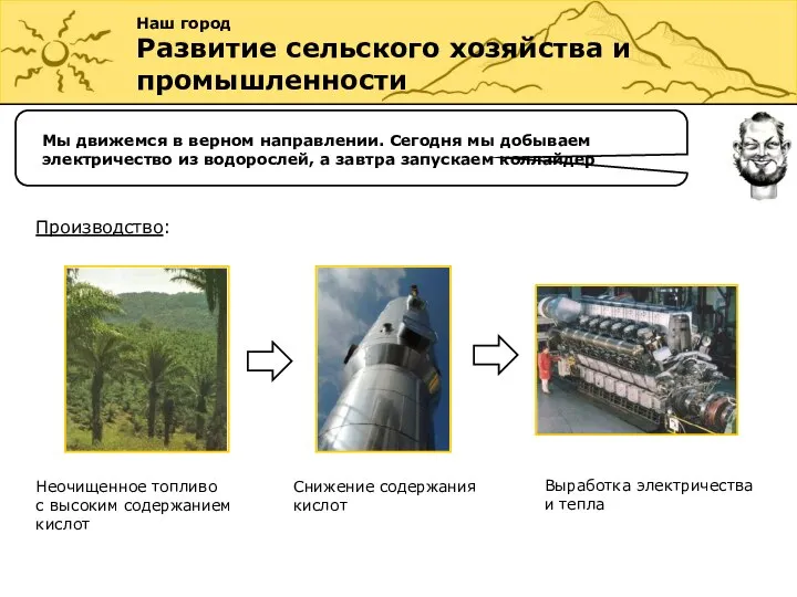 Наш город Развитие сельского хозяйства и промышленности Мы движемся в верном