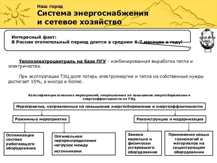 Наш город Система энергоснабжения и сетевое хозяйство Интересный факт: В России