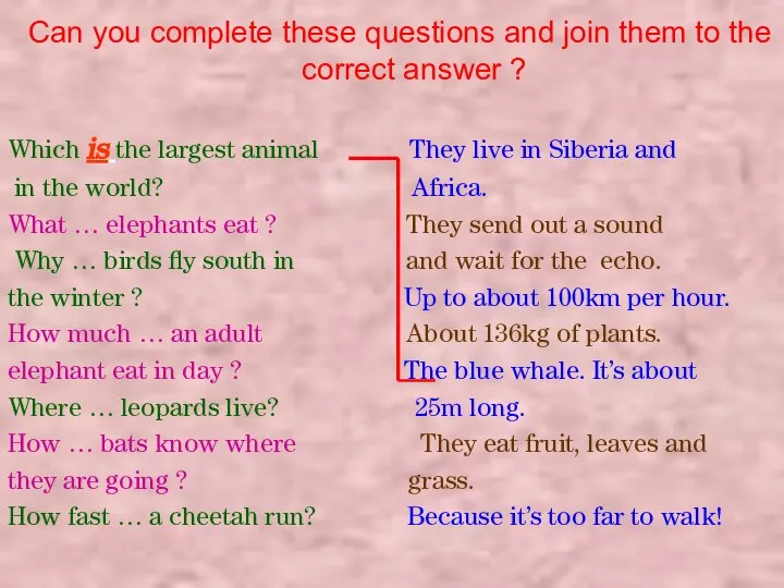 Can you complete these questions and join them to the correct