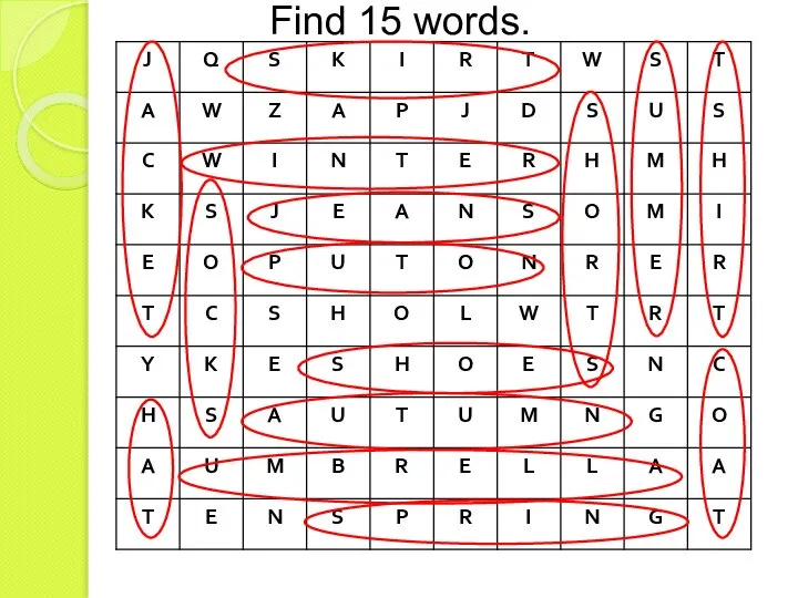 Find 15 words.