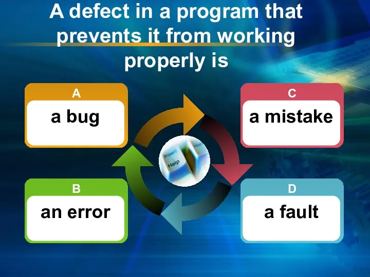 A defect in a program that prevents it from working properly