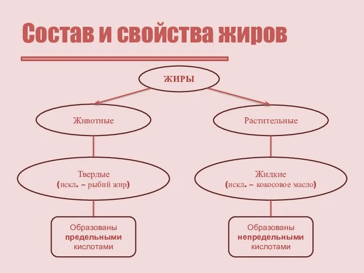 Состав и свойства жиров ЖИРЫ Животные Растительные Жидкие (искл. – кокосовое