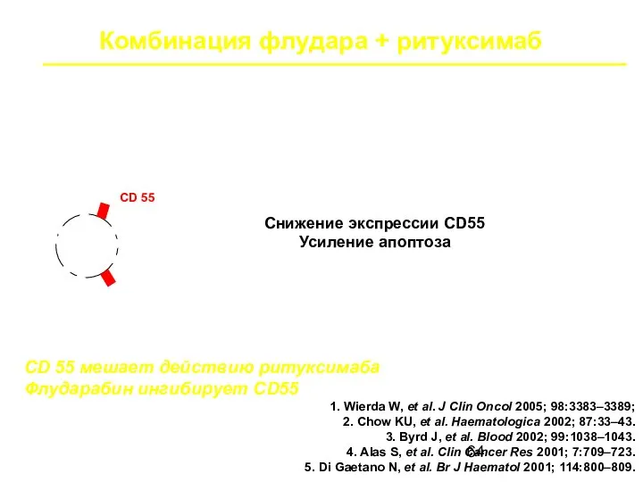 Комбинация флудара + ритуксимаб Функциональный синергизм CD55, CD46, CD59 CD 55