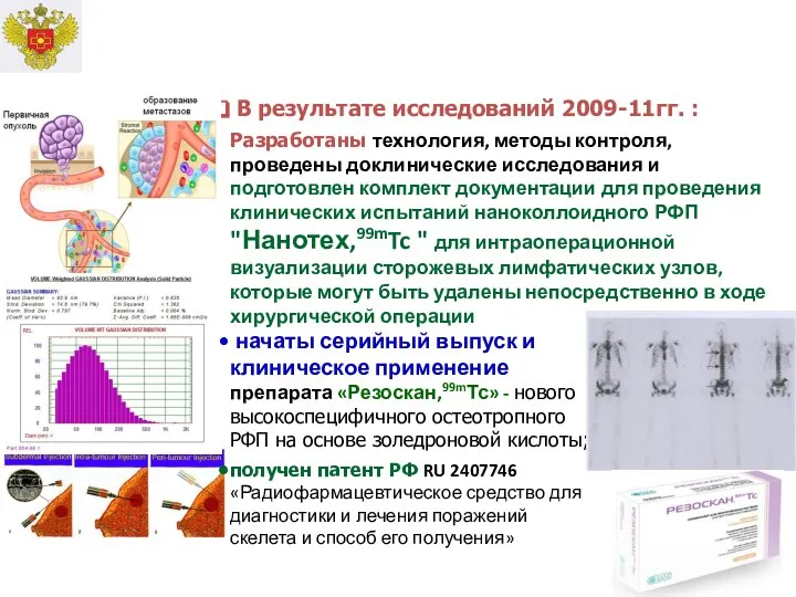 В результате исследований 2009-11гг. : Разработаны технология, методы контроля, проведены доклинические