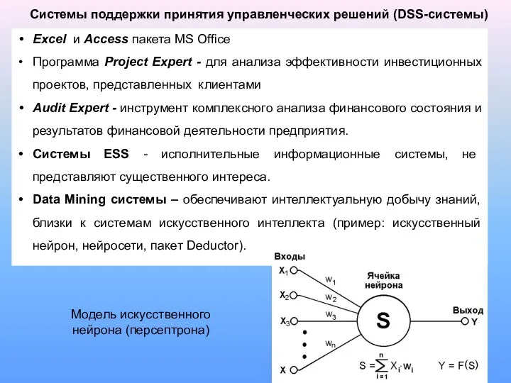 Системы поддержки принятия управленческих решений (DSS-системы) Excel и Access пакета MS