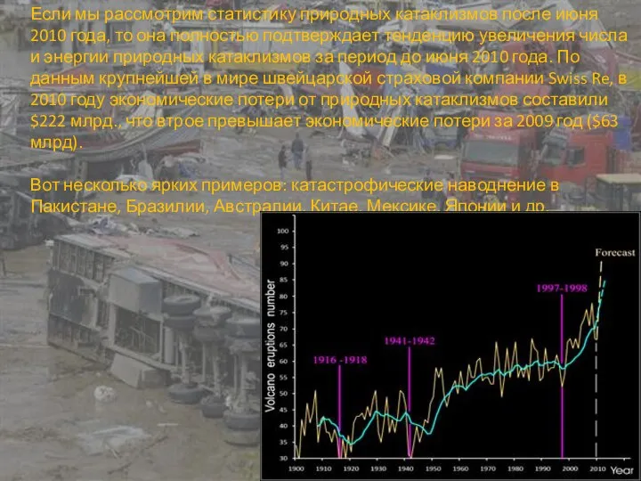 Если мы рассмотрим статистику природных катаклизмов после июня 2010 года, то