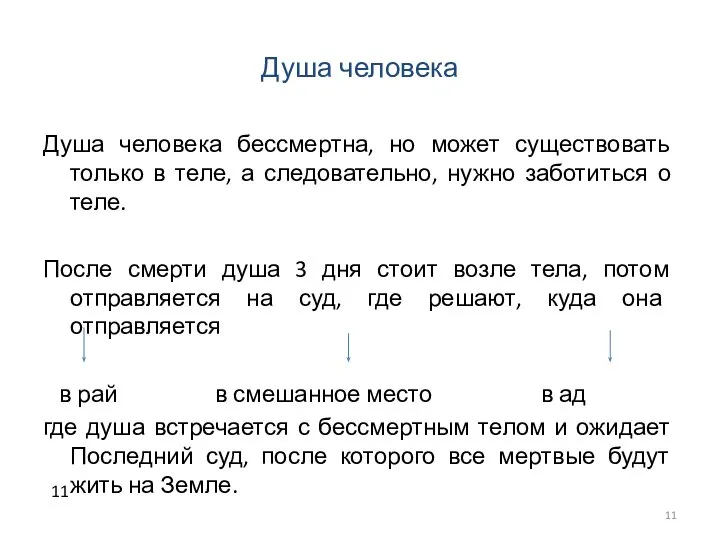 Душа человека Душа человека бессмертна, но может существовать только в теле,