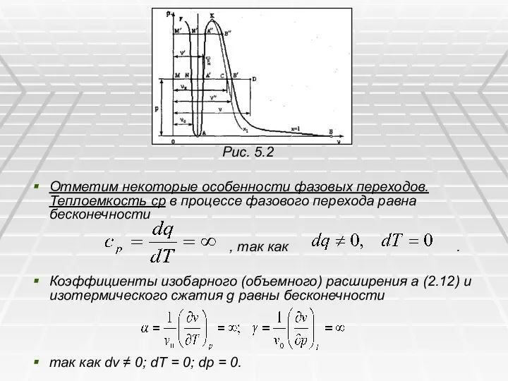 Рис. 5.2 Отметим некоторые особенности фазовых переходов. Теплоемкость ср в процессе